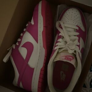 Nike Fuchsia and White Low-Top Sneakers
